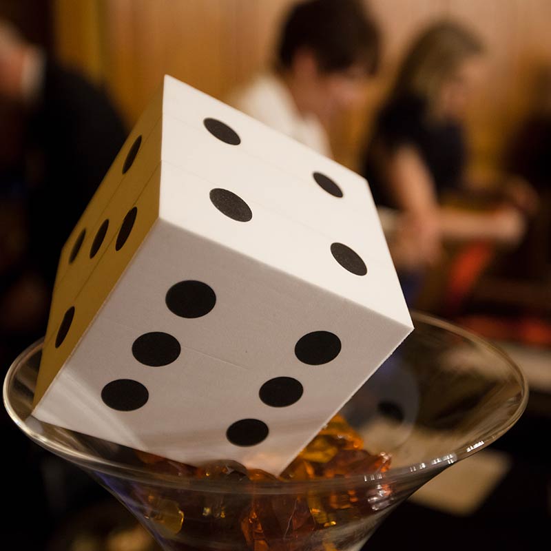 dice as table decorations at Casino Night