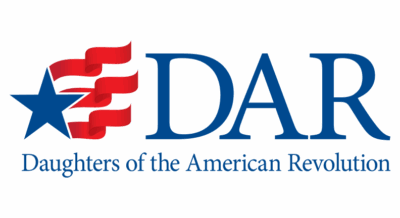 DAR Horz Full Color Blue text Daughters of the American Revolution logo